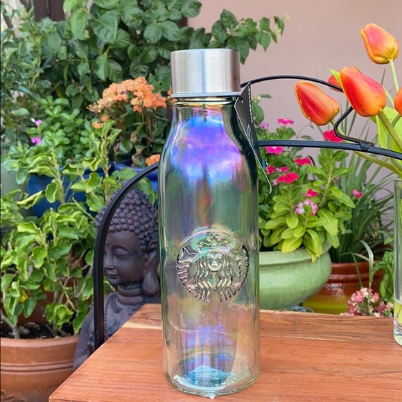 New Starbucks Recycled Glass Iridescent Water Bottle - Picture 7 of 15